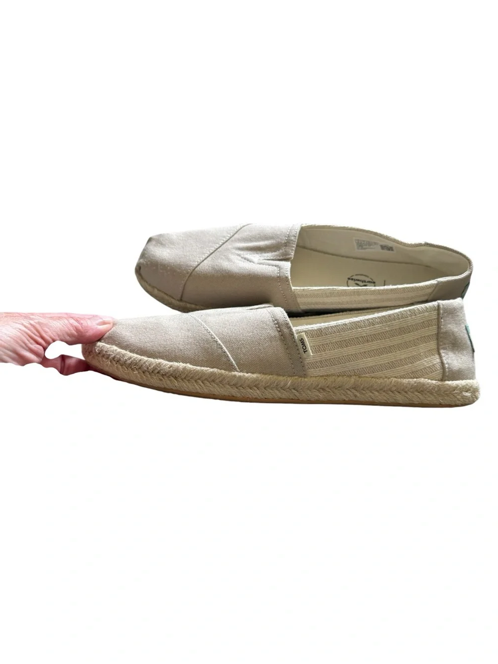 TOMS Alpargata Women's Espadrille Slip-On Shoes in Light Taupe Canvas, size 9